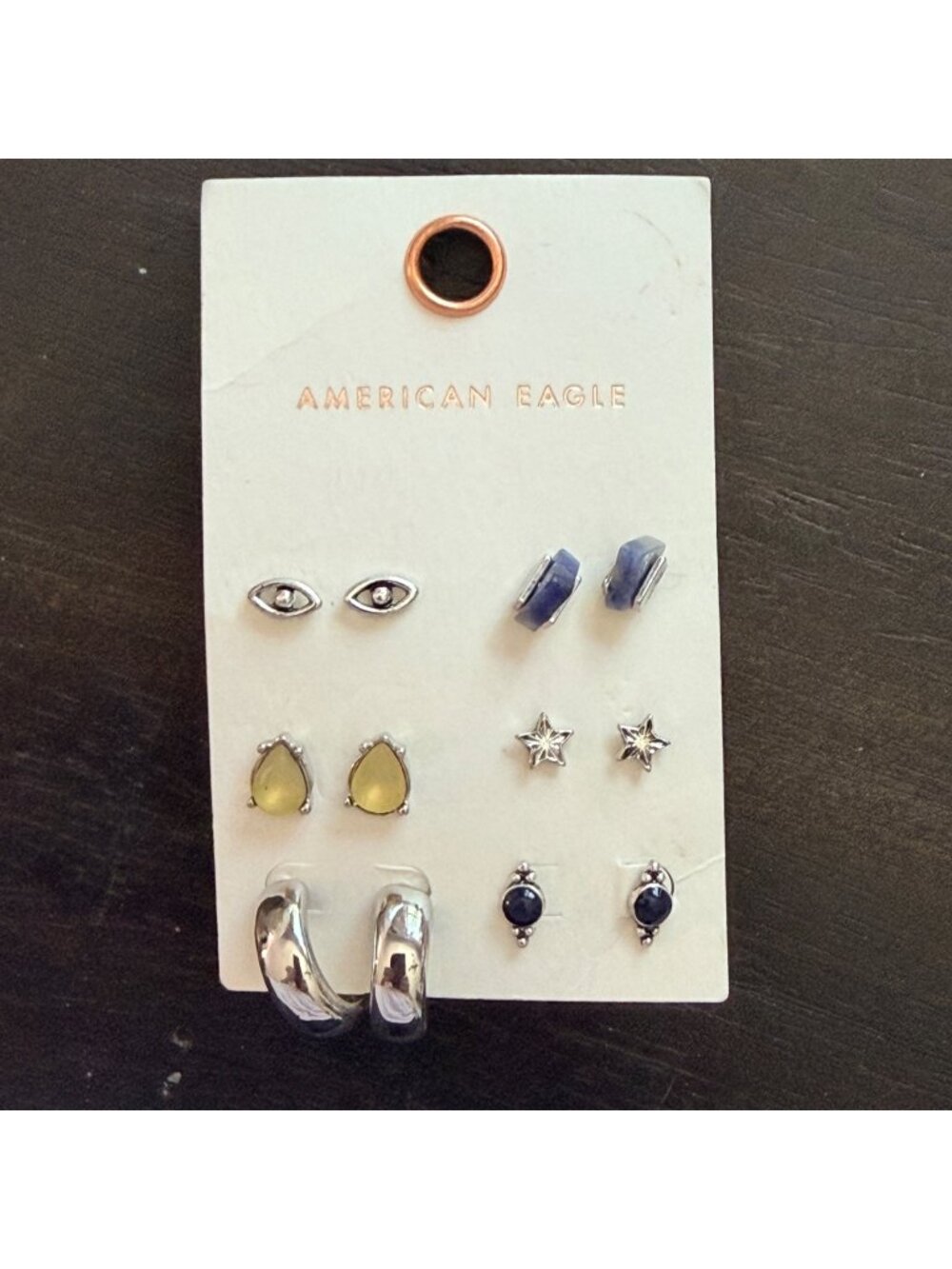 American Eagle Outfitters AEO Silver Tone Stud Hoop Earring Set Mixed Styles
